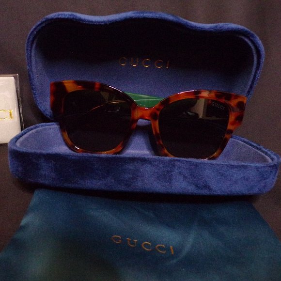 GUCCI Tortoiseshell Striped Green/Brown Sunglasses main image 9